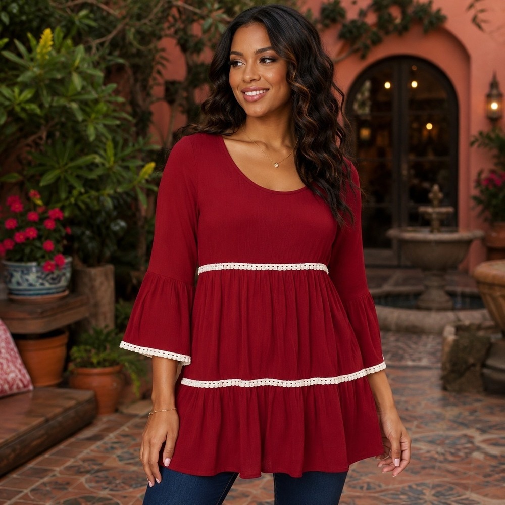 Umgee Women's Medium Hippie Dress Boho Babydoll Cottagecore Prairie Ren Faire